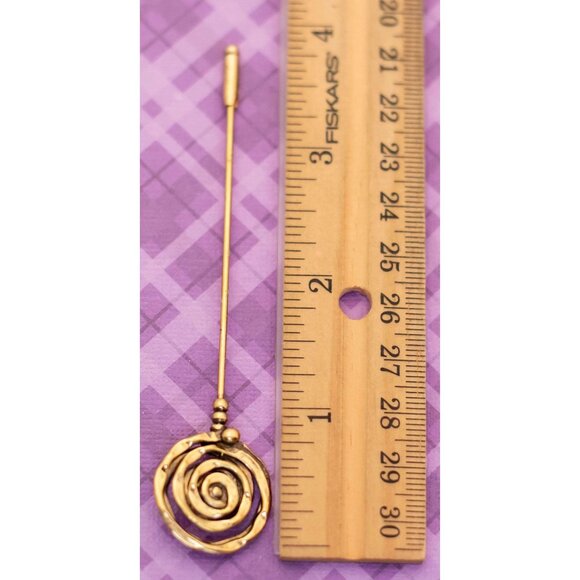 Vintage Spiral Circular Red Rhinestone Gold Tone Stick Pin - V17 - Picture 3 of 3